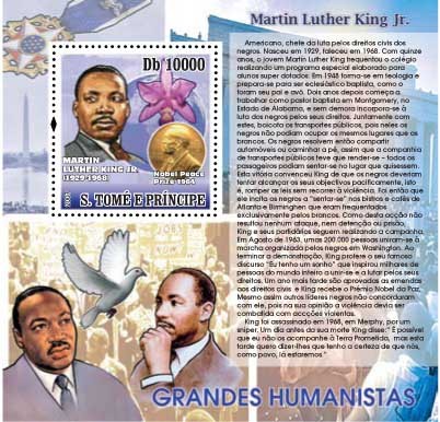 Martin Luther King Jr. - Issue of Sao Tome and Principe postage stamps