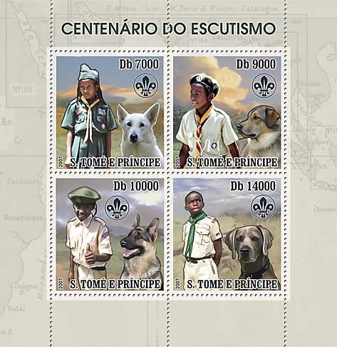 Centenary of Scouting, Dogs - Issue of Sao Tome and Principe postage stamps