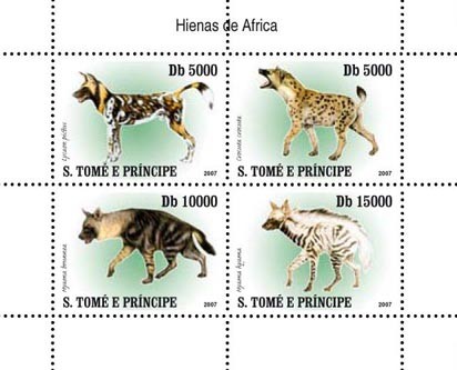 Hyenas - Issue of Sao Tome and Principe postage stamps