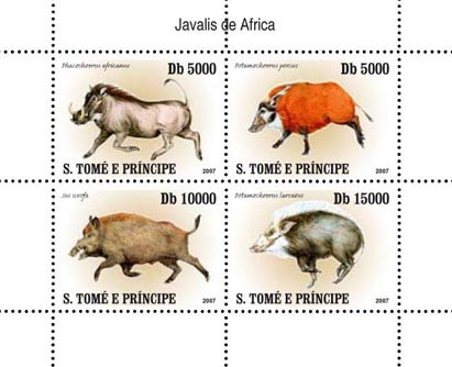 Hogs - Issue of Sao Tome and Principe postage stamps