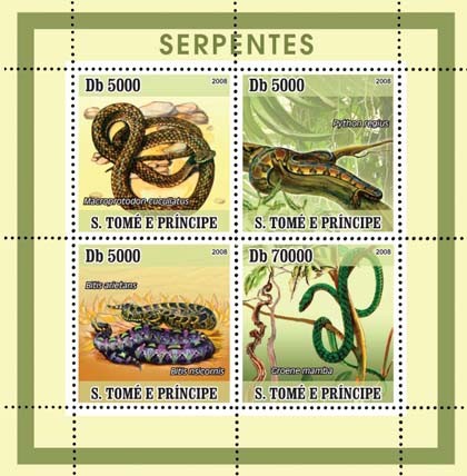 Snakes 4v - Issue of Sao Tome and Principe postage stamps