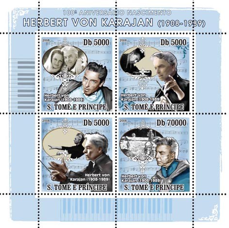 Composer Herbert Von Karajan - Issue of Sao Tome and Principe postage stamps