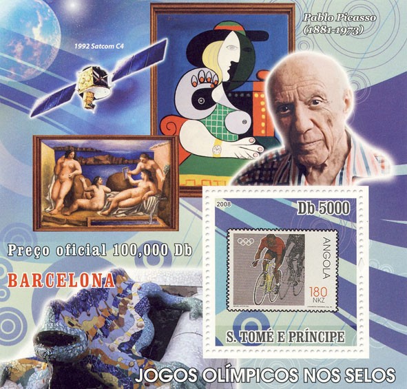 Olympic Games on Stamps  BARCELONA - cyclist - Issue of Sao Tome and Principe postage stamps