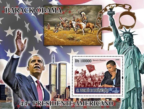 President Barack Obama s/s - Issue of Sao Tome and Principe postage stamps