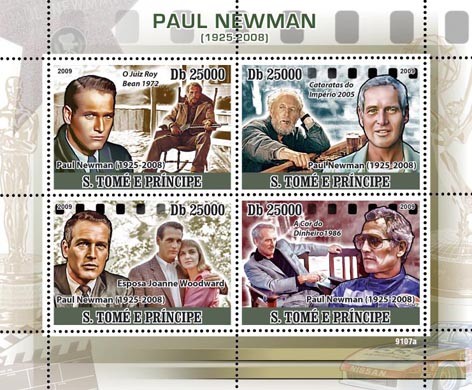 Paintings of Paul Newman (1925-2008) - Issue of Sao Tome and Principe postage stamps