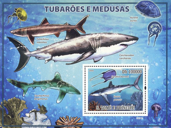 Sharks & Jellyfishes (Corals) - Issue of Sao Tome and Principe postage stamps