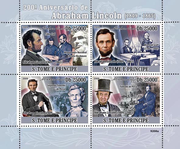 200th Abraham Lincoln (1809-1865) - Issue of Sao Tome and Principe postage stamps