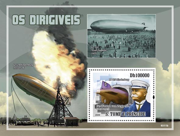 Zeppelins (Ferdinand von Zeppelin) - Issue of Sao Tome and Principe postage stamps