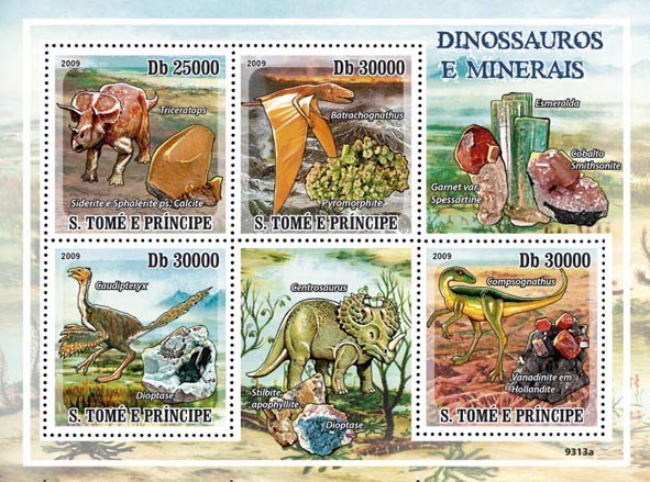 Dinosaurs & Minerals - Issue of Sao Tome and Principe postage stamps