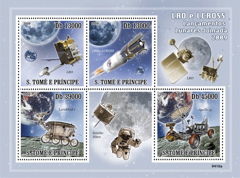 Space  LRO and LCROSS Launch on Lunar Journey 2009 - Issue of Sao Tome and Principe postage stamps