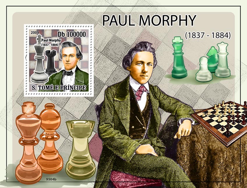 Chess  Paul Morphy ( 1837-1884 ) - Issue of Sao Tome and Principe postage stamps