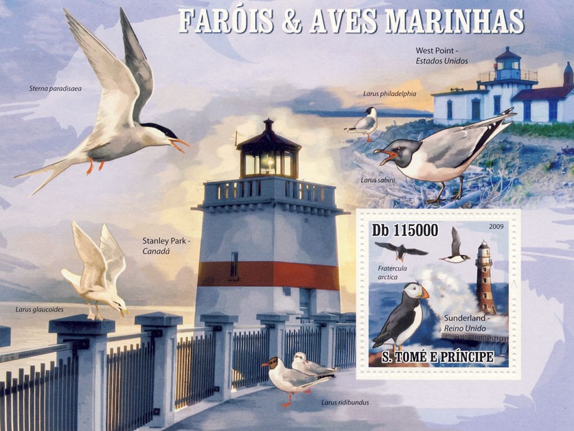 Lighthouses & Birds of sea - Issue of Sao Tome and Principe postage stamps
