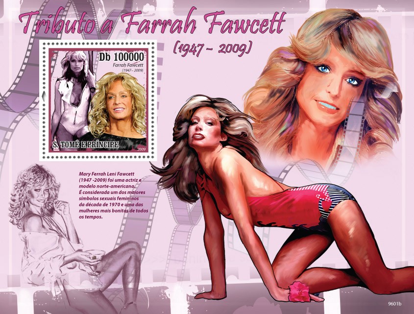 Famous actress - Farrah Fawcett ( 1947-2009 ) - Issue of Sao Tome and Principe postage stamps