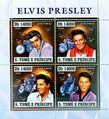 Elvis Presley, motorbikes  4v x 14000 - Issue of Sao Tome and Principe postage stamps