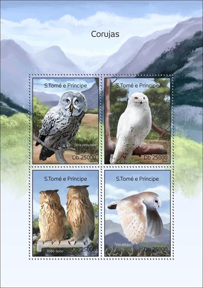 Owls - Issue of Sao Tome and Principe postage stamps