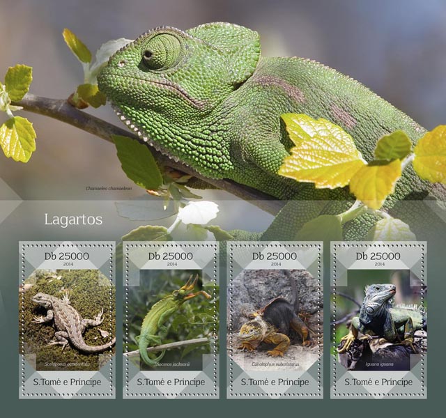 Lizards - Issue of Sao Tome and Principe postage stamps