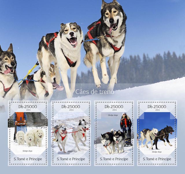 Sledge dogs   - Issue of Sao Tome and Principe postage stamps