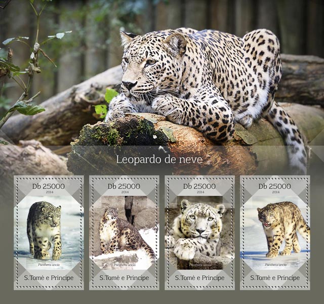 Snow leopard - Issue of Sao Tome and Principe postage stamps