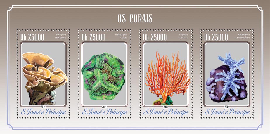 Corals - Issue of Sao Tome and Principe postage stamps