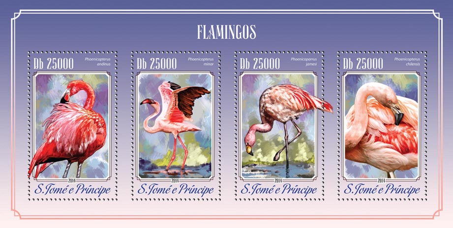Flamingos - Issue of Sao Tome and Principe postage stamps