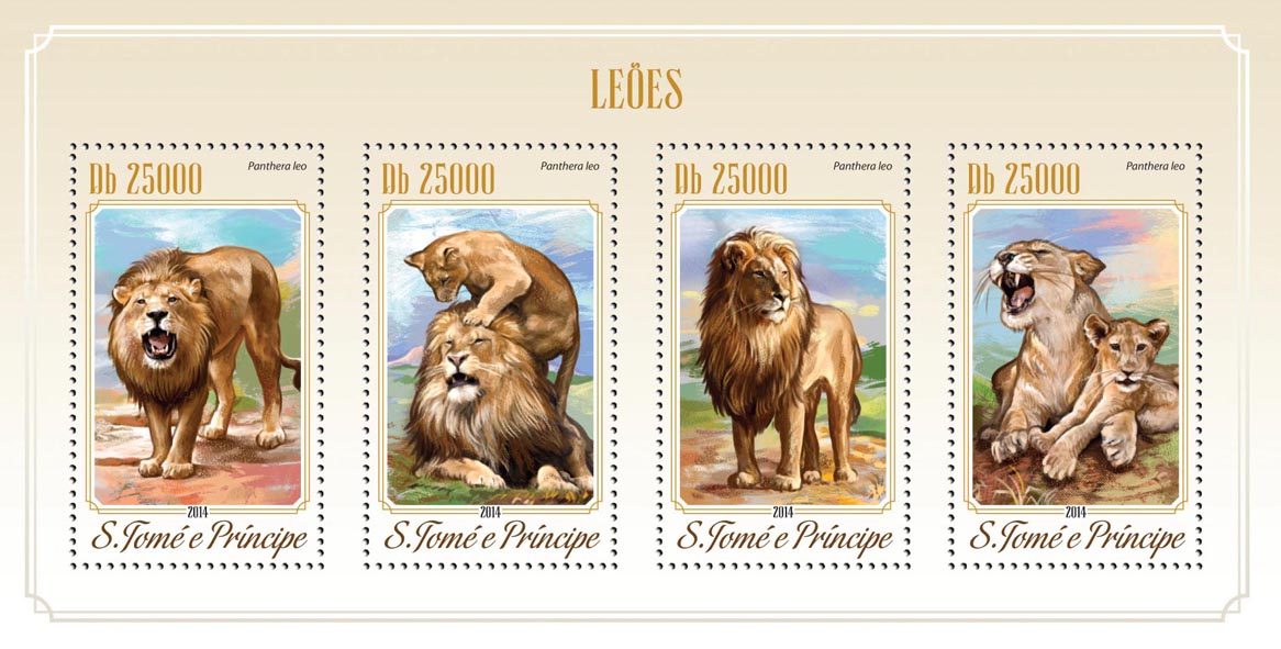 Lions - Issue of Sao Tome and Principe postage stamps
