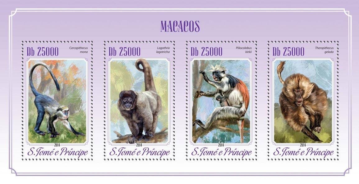 Monkeys - Issue of Sao Tome and Principe postage stamps
