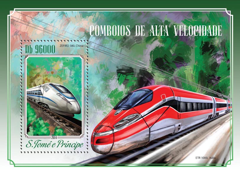 Speed trains - Issue of Sao Tome and Principe postage stamps