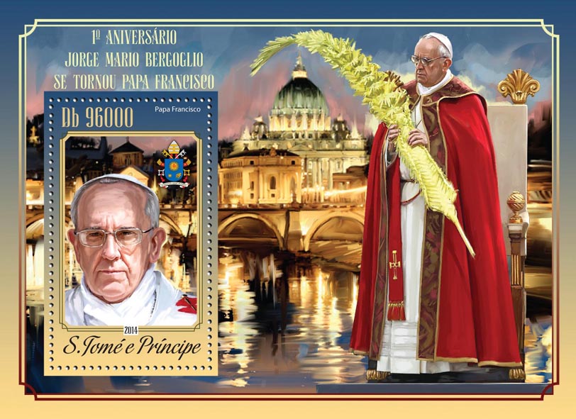 Pope Francis - Issue of Sao Tome and Principe postage stamps