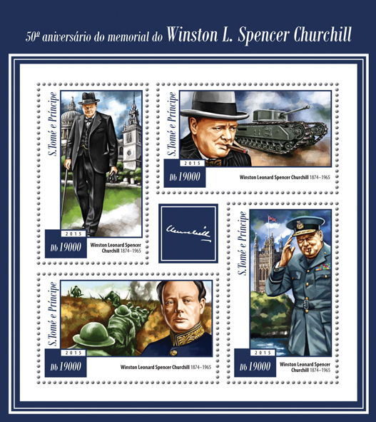 50th memorial anniversary of Winston Churchill - Issue of Sao Tome and Principe postage stamps