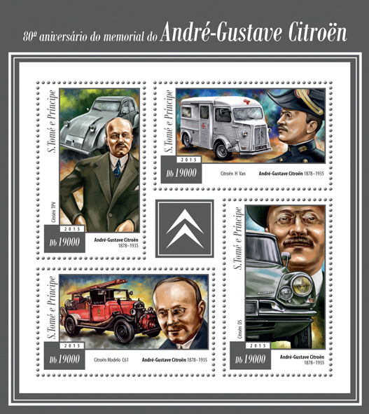 André-Gustave Citroën - Issue of Sao Tome and Principe postage stamps