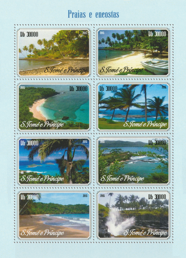 Beaches and slopes  - Issue of Sao Tome and Principe postage stamps