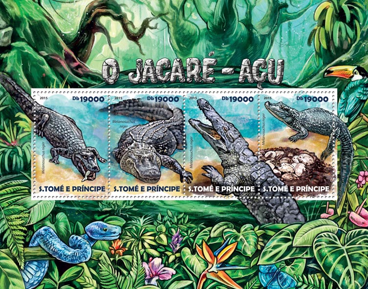 Black Caiman - Issue of Sao Tome and Principe postage stamps