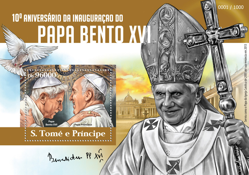 Pope Benedict XVI - Issue of Sao Tome and Principe postage stamps