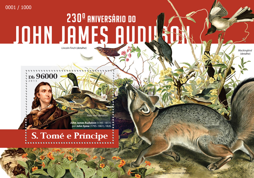 John James Audubon - Issue of Sao Tome and Principe postage stamps