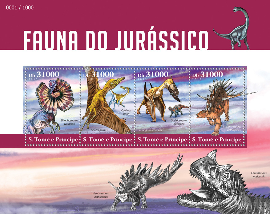 Jurassic fauna - Issue of Sao Tome and Principe postage stamps