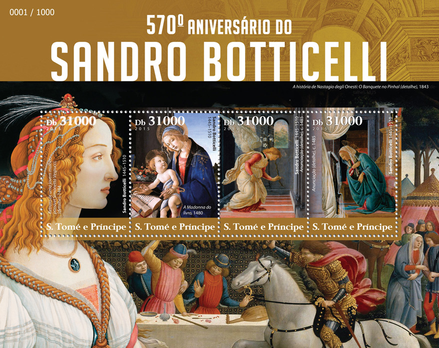 Sandro Botticelli  - Issue of Sao Tome and Principe postage stamps