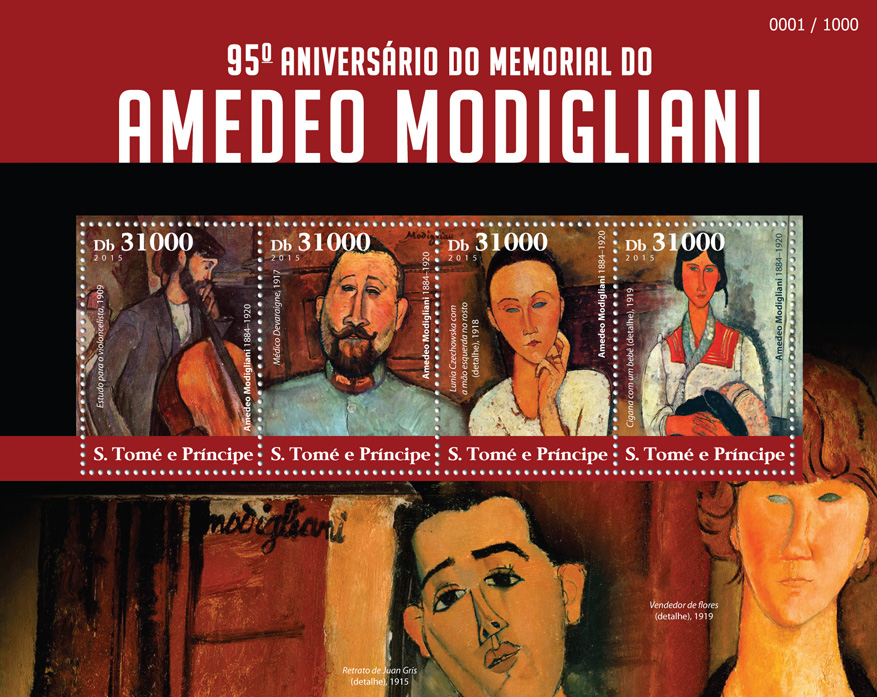 Amedeo Modigliani - Issue of Sao Tome and Principe postage stamps