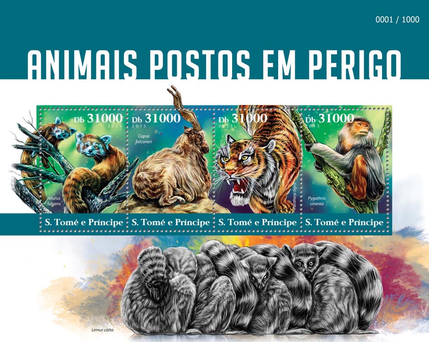 Endangered animals - Issue of Sao Tome and Principe postage stamps