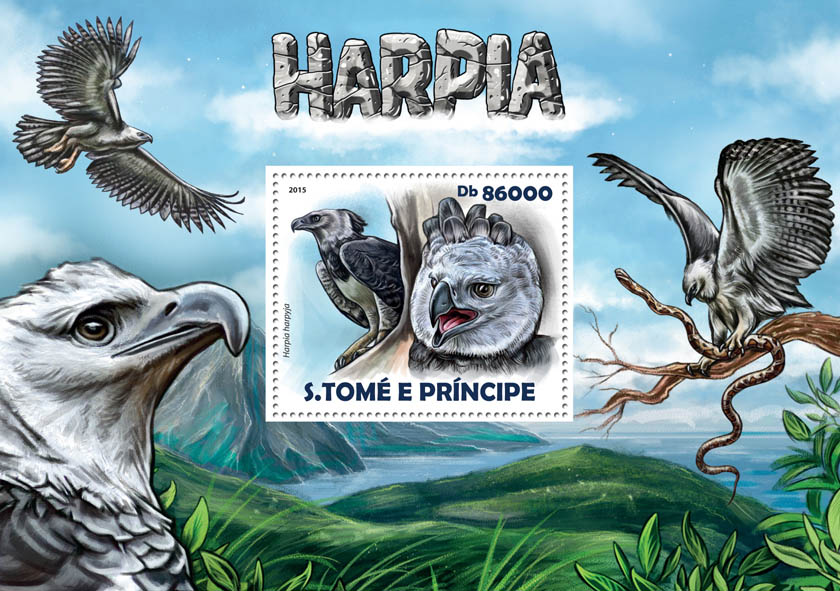 Harpy Eagle - Issue of Sao Tome and Principe postage stamps