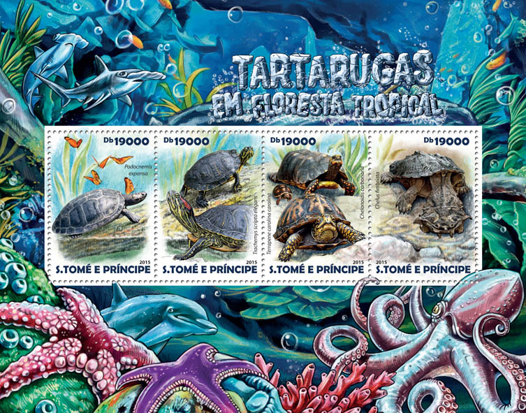 Rainforest turtles - Issue of Sao Tome and Principe postage stamps