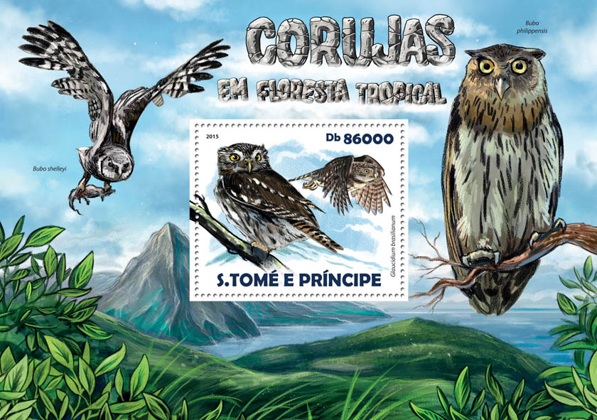 Rainforest owls - Issue of Sao Tome and Principe postage stamps