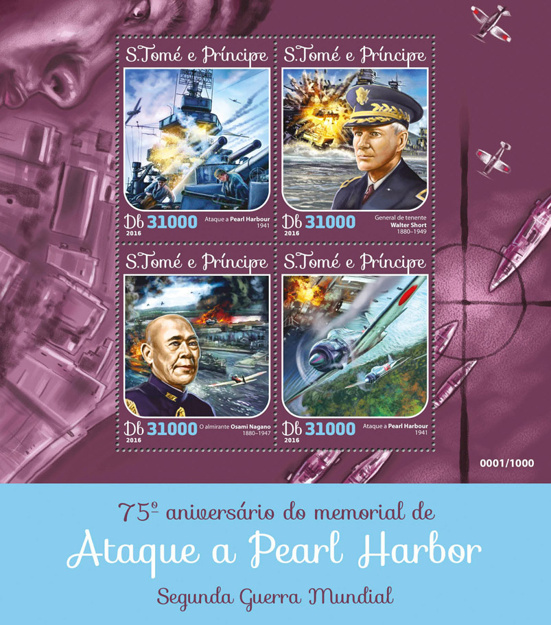 Pearl Harbor - Issue of Sao Tome and Principe postage stamps
