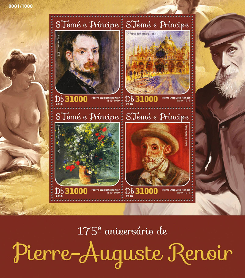 Pierre-Auguste Renoir - Issue of Sao Tome and Principe postage stamps