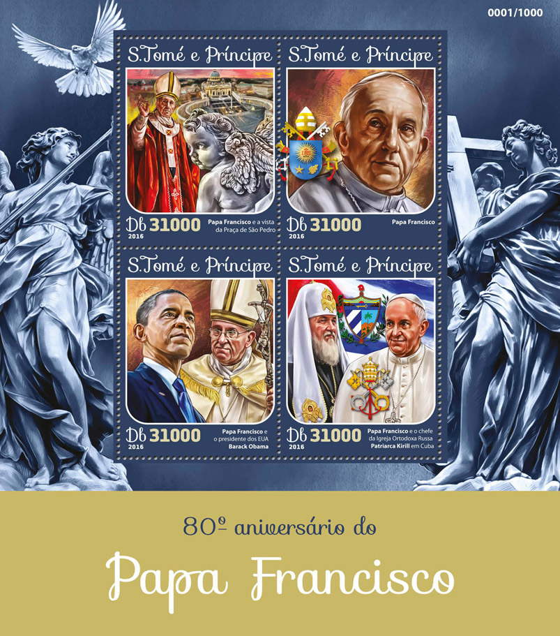 Pope Francis - Issue of Sao Tome and Principe postage stamps