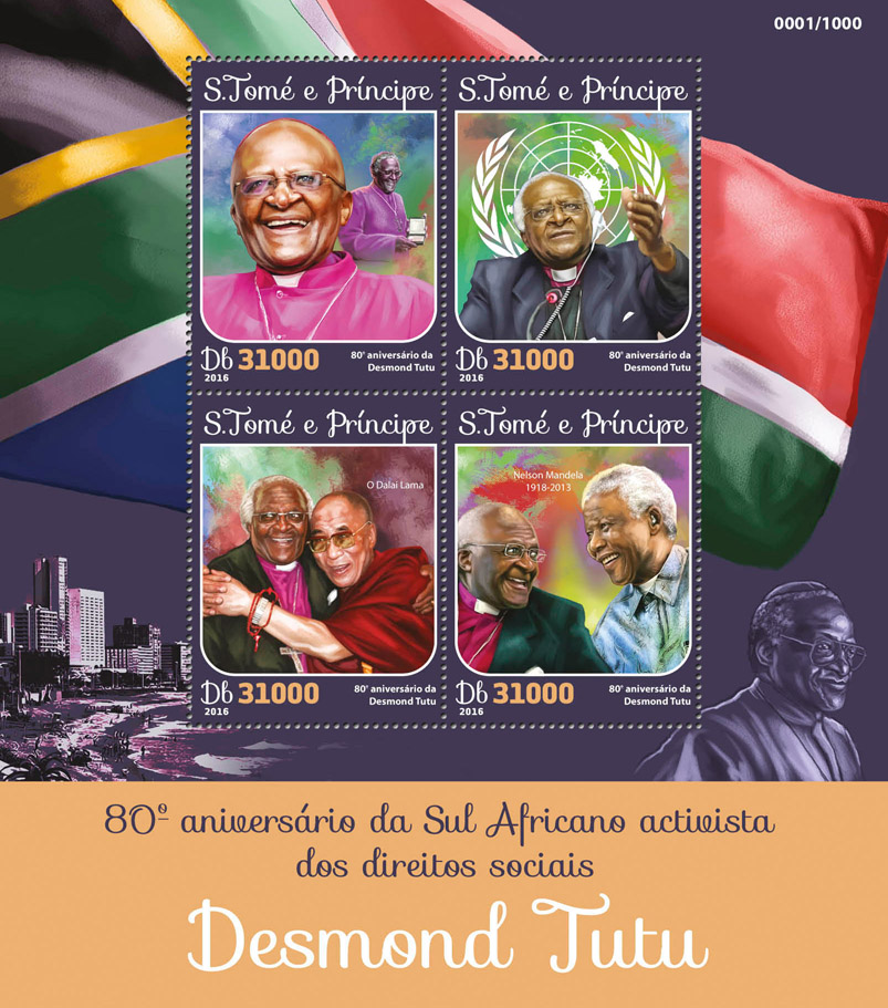 Desmond Tutu - Issue of Sao Tome and Principe postage stamps