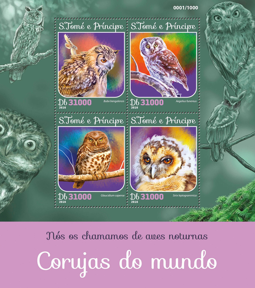 Owls - Issue of Sao Tome and Principe postage stamps