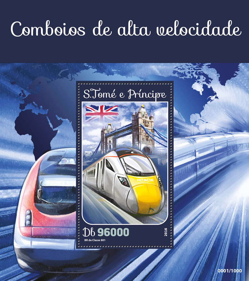 Speed trains - Issue of Sao Tome and Principe postage stamps