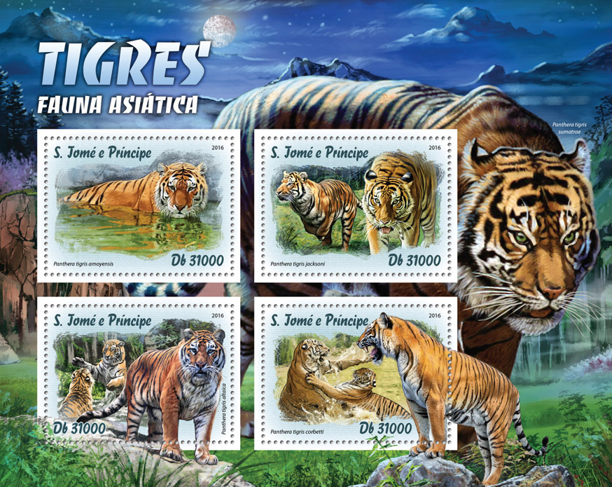 Tigers - Issue of Sao Tome and Principe postage stamps
