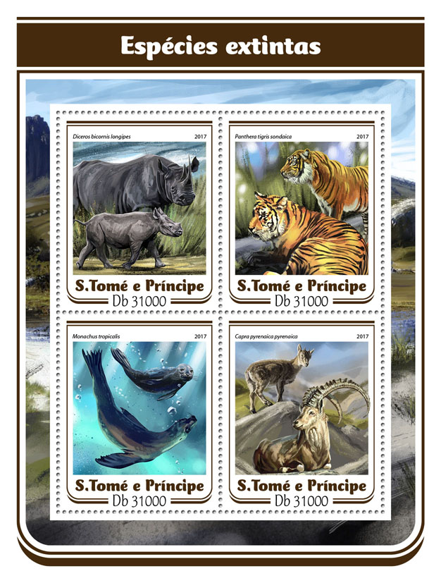 Extinct species - Issue of Sao Tome and Principe postage stamps