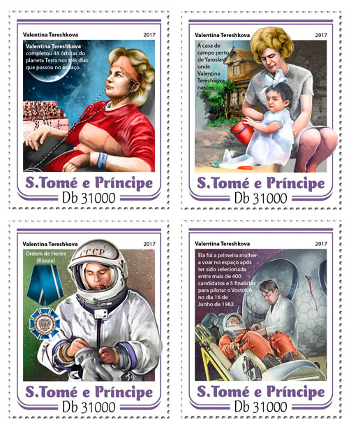 Valentina Tereshkova - Issue of Sao Tome and Principe postage stamps